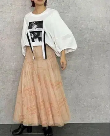 TRANOI. 메시지 튤 스커트