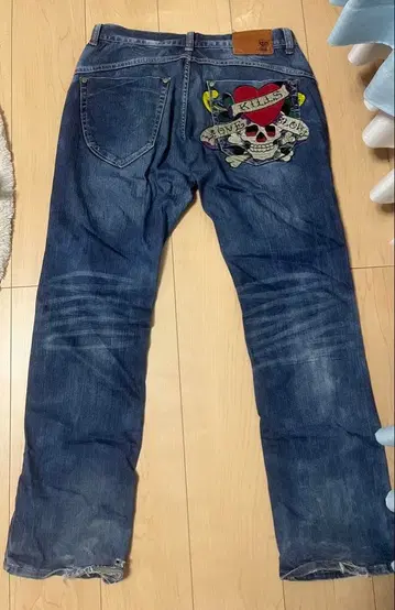 에드하디 데님 청바지 스컬 자수 y2k