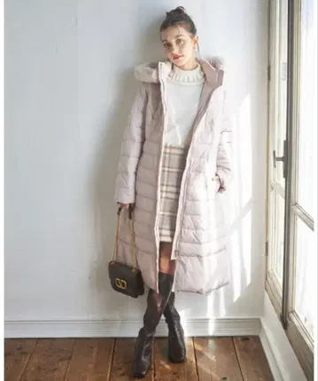 tocco 새상품 후드 부착 얇은 핑크 롱 코트