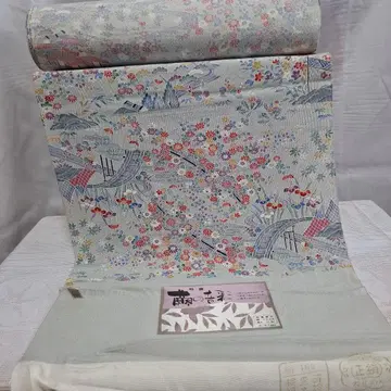 [ 미사용 ] 실크 100% 꽃무늬 순수 실크 크레이프 원단 기모노 옷감