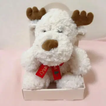 [ 미사용 새상품 ] 루돌프 크리스마스 리본 봉제 인형 마스코트 오브제