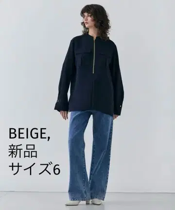 새상품 온워드 BEIGE, JASMINE / 스탠드 카라 지퍼 블라우스