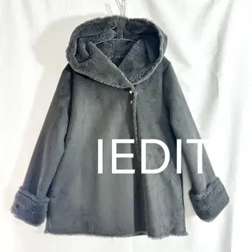 [ IEDIT ] 무스탕 코트 A라인 후드 부착
