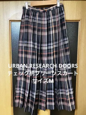 URBAN RESEARCH DOORS 체크 무늬 플리츠 스커트 M