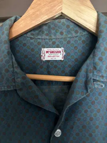 M'GREGOR 60s 다크 그린 도트 무늬 셔츠
