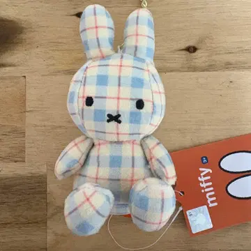 한국 한정판 미피 마스코트 키링 체크 스카이블루