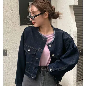 GRL 프린지 배색 스티치 데님 자켓 gn199