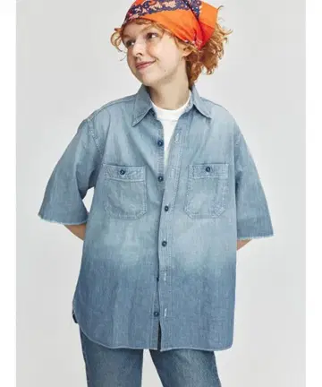 BUZZ RICKSON'S BEAMSBOY 별주 샴브레이 컷오프 셔츠