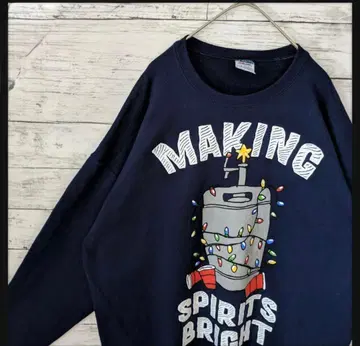 미국 빈티지 의류 맨투맨 트레이닝복 풀오버 빅 프린트 XL 네이비