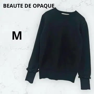 뷰티드 오페크 니트 스웨터 소매 펄 장식 상의 타이트 블랙 M