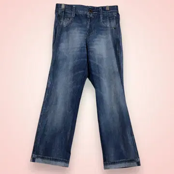 와코루 파랑 블루 데님 프린트 팬츠 [ M ]