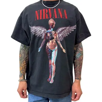 NIRVANA 락 셔츠 IN UTERO 블랙