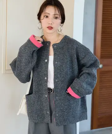 FREAK'S STORE 안쪽 배색 스냅 니트 가디건