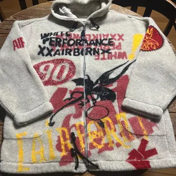 AIR BORN 플리스 보아 자켓 그래픽 프린트 아이보리 XL 사이즈