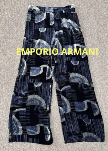 EMPORIO ARMANI 올 패턴 벨로아 와이드 팬츠