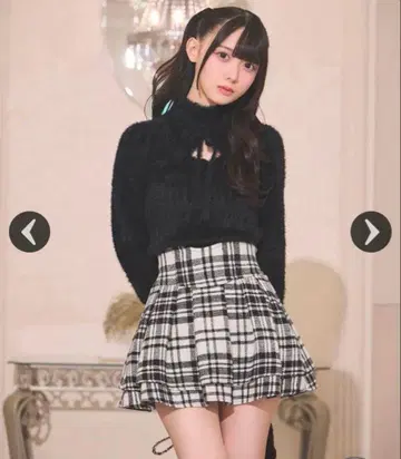 미셸 마카롱 슬림 레그 스커트 M 사이즈 체크 무늬