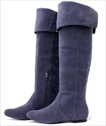 RANDA 블루 롱 부츠 스웨이드