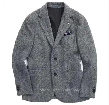 트위드 테일러드 자켓 / 헤링본 무늬 그레이