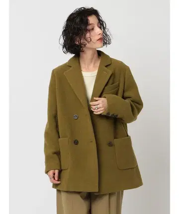 택 포함 에트레토쿄 더블 브레스트 미디 코트 피 코트