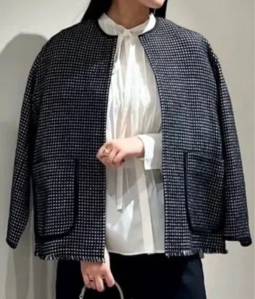 Ballsey 와플 트위드 노카라 자켓