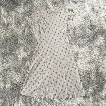 [ LAURA ASHLEY ] 로라 애슐리 반팔 롱 원피스 꽃무늬 그레이