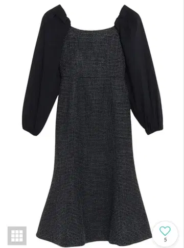 eimy istoire 퍼프 슬리브 트위드 원피스 블랙