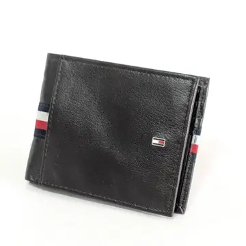 타미 힐피거 접이식 지갑 컴팩트 트리코 패턴 블랙 이단 접이