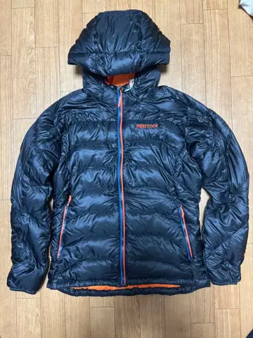 마모트 다운 자켓 후디 블랙 오렌지