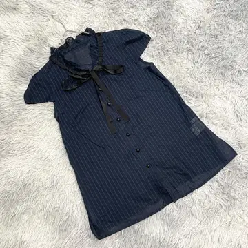 인기 르네/Rene [M 상당] 보타이 블라우스/셔츠 프릴/체크 무늬