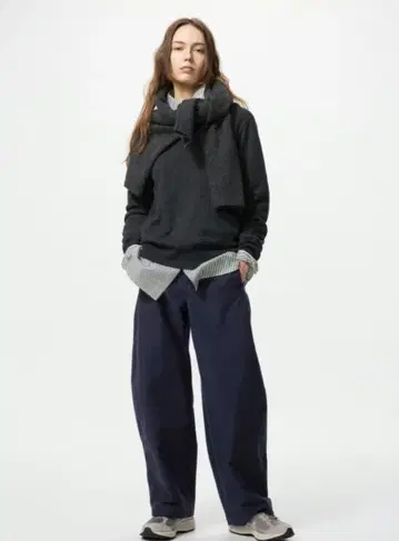 [ UNIQLO ] 저지 배럴 레그 팬츠 네이비