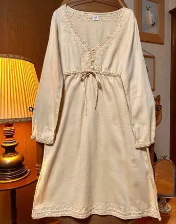 70s 80s 구제 의류 프랑스 유럽 앤티크 빈티지 자수 원피스