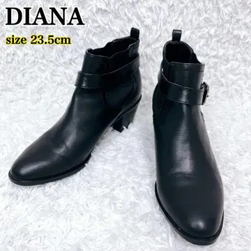 DIANA 다이애나 사이드 고어 벨트 숏부츠 가죽 블랙