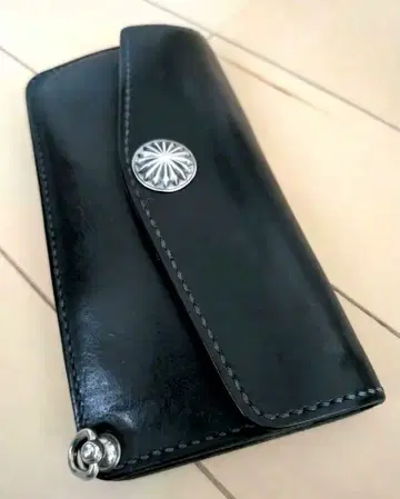 트래커 지갑 이탈리아 가죽 핸드메이드 실버 950 네이비