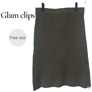 Glam clips 타이트 스커트( F )리브 무릎 기장 올리브 그린