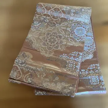 후쿠로 오비 순수 실크 금실 자수 핑크 계열