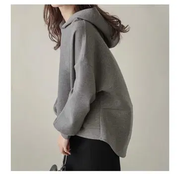 그레이 후드 맨투맨 (끈 없음)