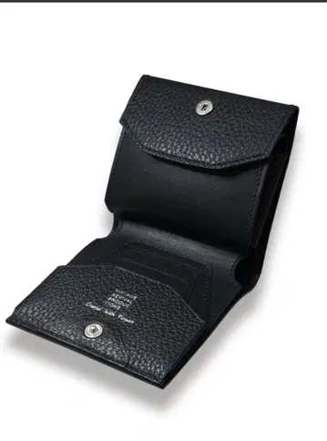 작은 세로형 지갑 이단 접이식 컴팩트 천연 가죽 슈링크 가죽 블랙