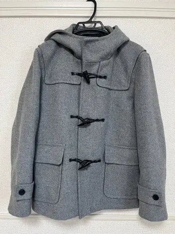 그레이 더플 코트 후드 부착