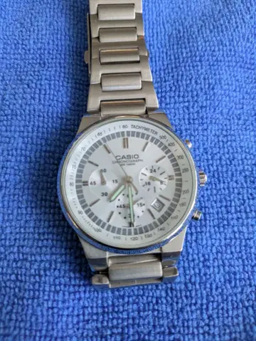 CASIO 손목시계 스테인리스 스틸 태키미터 배터리 교환 완료 풀 부품