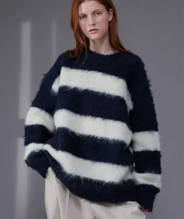 ONCILY 멜란지 보더 니트