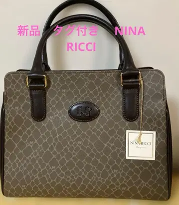 새상품 택 포함 여성용 NINA RICCI 핸드백 브라운 그레이