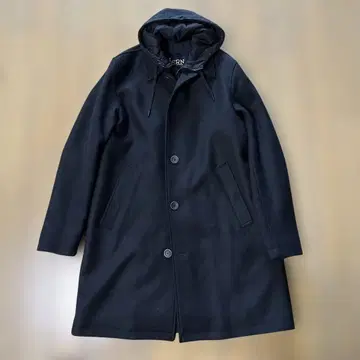 블랙 후드 부착 코트 HERNO 48