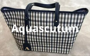 아쿠아 스큐텀 Aquascutum 로고 참 포함 클럽 체크 토트백