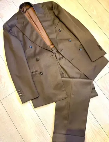 커스텀 테일러 빔즈 더블 브레스트 수트 브라운 사이즈 44 상당