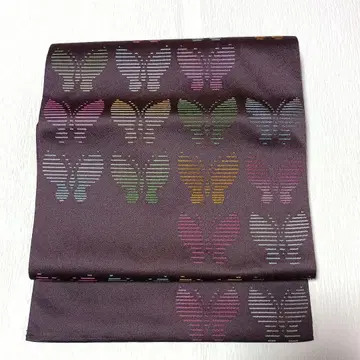 할인 가능 나고야 오비 나비 무늬 다크 브라운