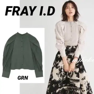 FRAY I.D / 턱 슬리브 콤비 니트 가디건 / GRN