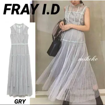 [새상품급] FRAY I.D / 벨벳 시임 튤 드레스 / GLY