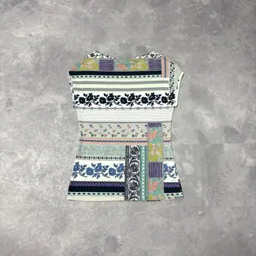 에트로 ETRO 드레이프감 티셔츠 프렌치 슬리브 패치워크풍