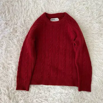새상품급 마가렛호웰 케이블 니트 스웨터 스테디셀러 와인 레드 M