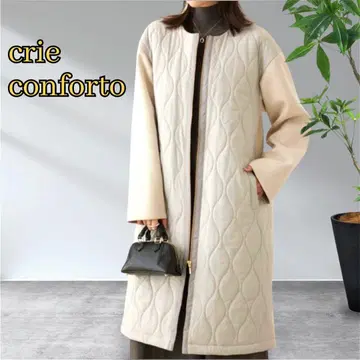 새상품급 밤 네이비 펠트 노카라 롱 코트 퀼팅 자켓